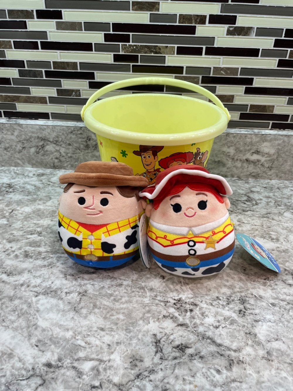 Toy Story Woody & Jessie Plush Set with Yellow Bucket